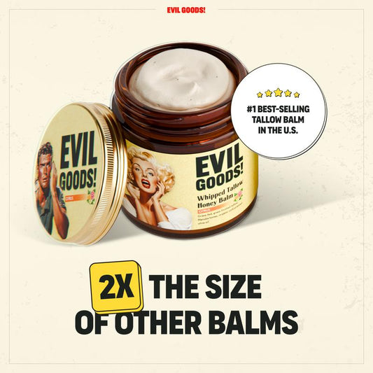 EVIL GOODS! Whipped Beef Tallow & Manuka Honey Organic Nourishing Face Cream Moisturizer Body Lotion Skin Care Lip Balm Hydrating Moisturizing 100% Natural Ingredients - Oil